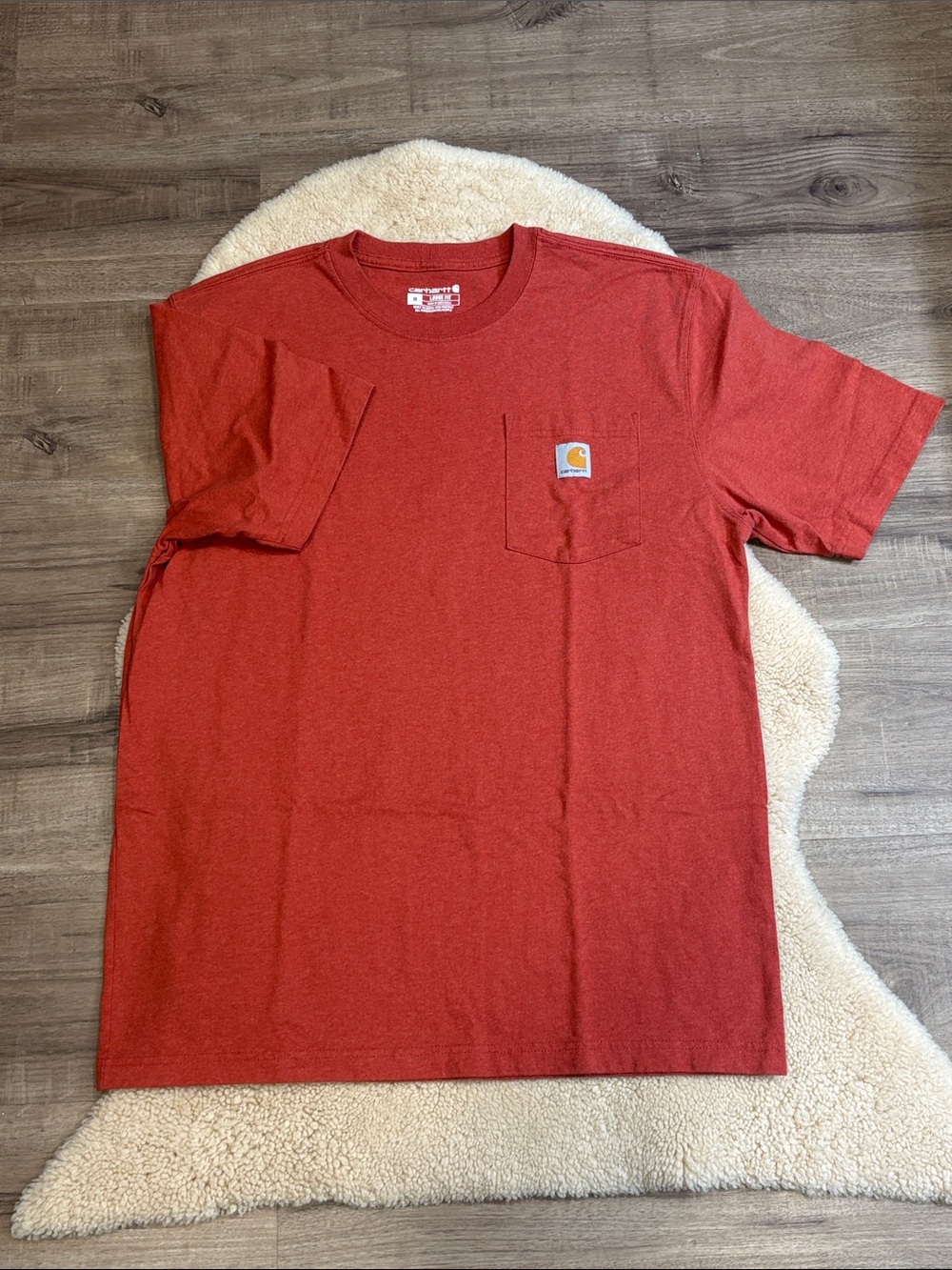 Carhartt Men's Loose Fit Heavyweight Short-Sleeve Pocket T, Saddle Red Heather